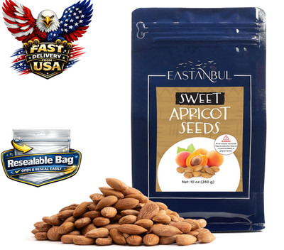 Sweet Apricot Kernels 10 oz Raw Dried Seeds Resealable Pack Vegan Gluten Free