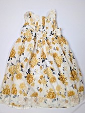 Tahari toddler girls cream yellow floral lace a-line dress size 4T