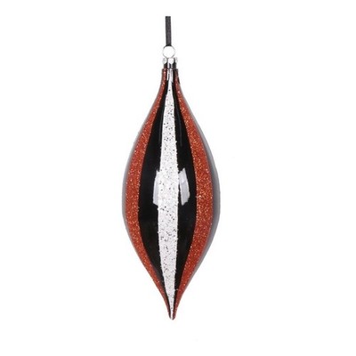 Vickerman 7'' Black White Orange Shuttle Orn 4/Bag