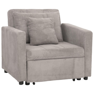 B-Ware Schlafsessel MCW-L90, Liegefläche 200x100cm Stoff/Textil Cord, hellgrau