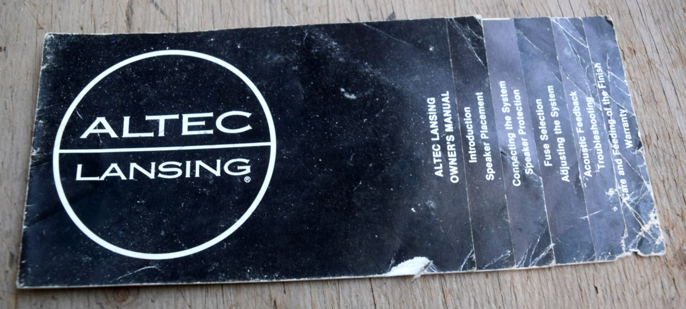 Altec Lansing Speaker  Owners Manual