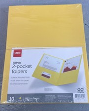 Office Depot Brand 2-Pocket Textured Paper Folders, Yellow, Pack Of 10