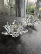 Blütenglas Kerzenhalter Lotusblume / Seerose Kristall Glas Set Top 4Teilig