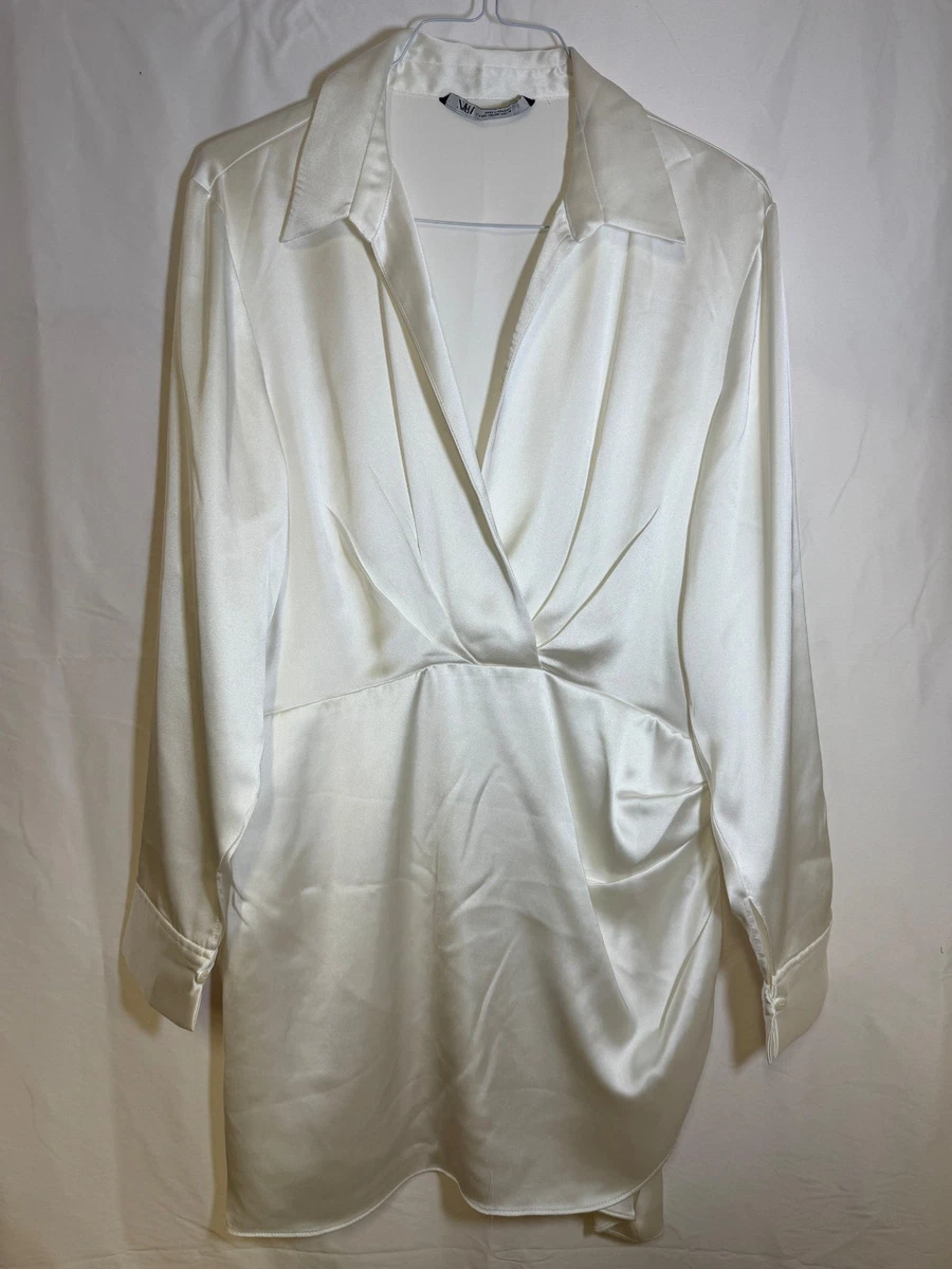 knee length dresses for ladies ZARA. Long white double texture dress TS – Hibuy market main image 0