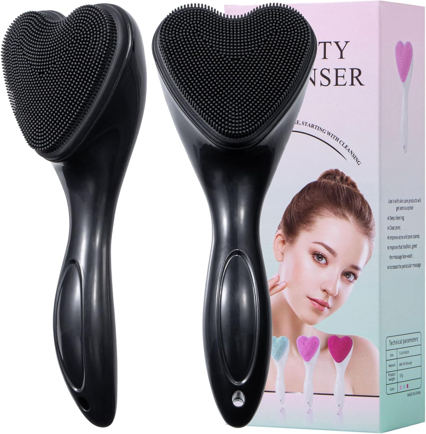Silicone Face Scrubber Exfoliating Brush,  2 Pack Manual Handheld Facial Cleansi