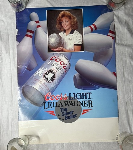 1988 Coors Light Bowling Vintage Poster 28" X 20" Leila Wagner Man Cave