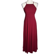Lulus Burgundy Red Maxi Formal Dress XS Crisscross Back Strap Lined Sleeveless