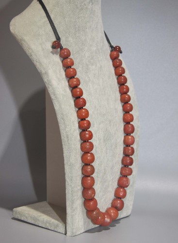 Wonderful Real Tibet Vintage Old Buddhist NanHong Agate Bead Necklace Amulet 35P - Picture 2 of 14