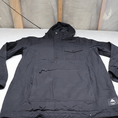 Burton Heritage Jacket Mens Large Black Pullover Ski Snow Side Zip 2L Anorak