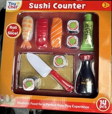 Kids Sushi Counter Play set 14 Piece NIB 3 Years Cooking Toy Chef MTLD 5B