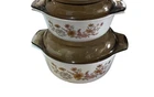 Vintage Pyrex England Woodland Country Autumn Casserole Amber Lid Set Of 2 Rare