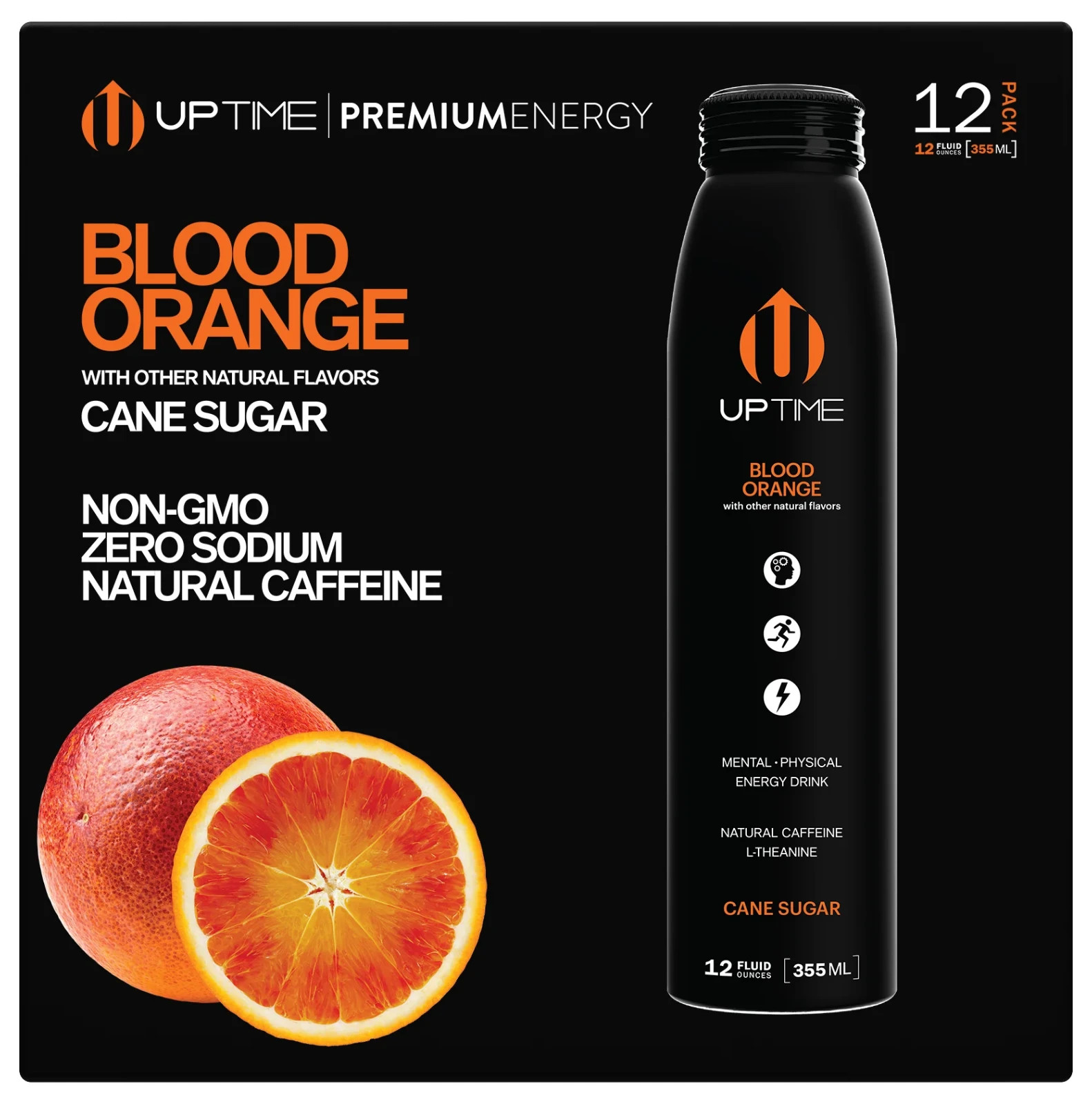 Uptime Energy Drink Blood Orange - Cane Sugar 12 Pack