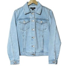 Buffalo David Bitton Women Denim Jacket XS Light Indigo Button Front Pockets NWT