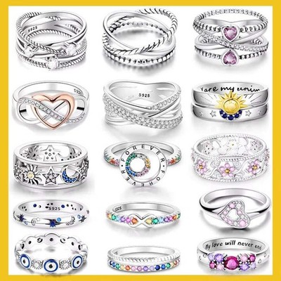 925 Sterling Silber Ringe für Damen Original Hochzeit Verlobung Geschenke Vorsteckbar