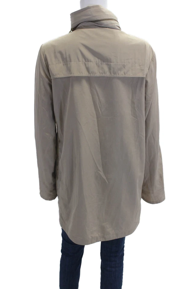 Ali Ro Womens Full Zipper Ruffled Elastic Waist Jacket Natural Beige Size 4 - Image 3 of 4