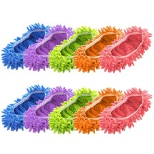 5 Pairs Microfiber Mop Slippers for Floor Cleaning - Washable Reusable