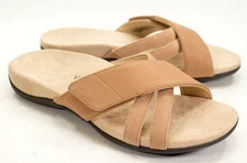 Vionic Zarie Slide Sandals Womens US 7 Brown Leather  Slip On Arch Support Shoes