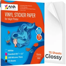 Printable Vinyl Sticker Paper - Waterproof Decal Paper for Inkjet Printer - 7...