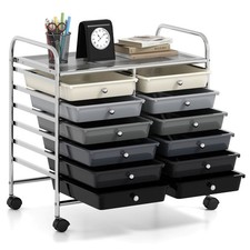 12 Drawers Rolling Cart Storage Bins Scrapbook Paper Studio Organizer Black
