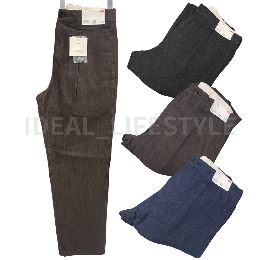 UNIQLO :C Pleated Straight Pants Denim 70-91 Straight Loose Men 479821 NWT