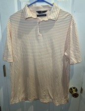 Hart Schaffner Marx Men  s Hartsoft Luxury Cotton Striped Polo Shirt Peach L
