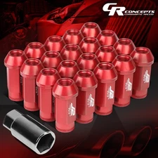 J2 M12X1.25 7075 ALUMINUM 25MM OD/50MM 20PCS OPEN END LUG NUTS SET+ADAPTER RED