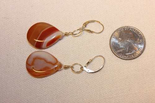 Beautiful Hand Made Agate Earrings, Sterling Silver, USA, Free Shipping - Foto 3 di 7