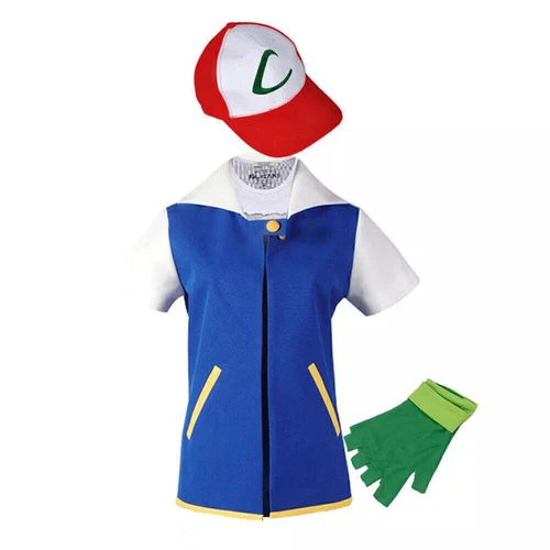 Kids Adults Pokemon Ash Ketchum Cosplay Full Set Costume Halloween Fancy Outfit - Picture 36 of 38