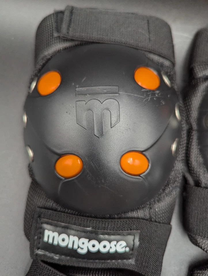 Mongoose Kids Knee Elbow Pads Bike Skate Black Orange - Clean EUC! - Image 2 of 4