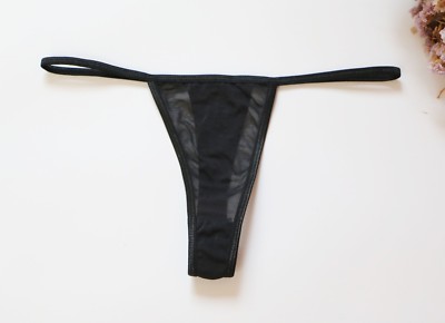 Women Sexy T-BACK Thongs Transparent Mesh Underwear Lingerie G-string Black M-XL
