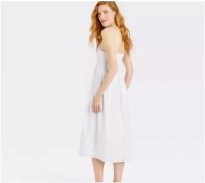 applique dress midi Rose Garden Floral Applique A-Line Midi Dress White