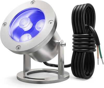 9W LED Underwater Lamp Blue Lighting IP68 12V Low Voltage Stainless Lamp