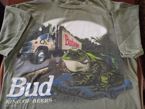 Vintage 1995 Green Budweiser Beer Frogs short sleeve XL t-shirt famous SuperBowl - Picture 1 of 2