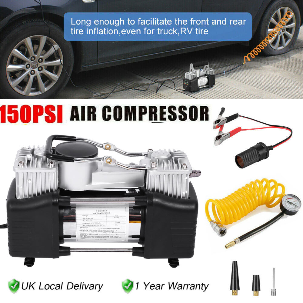 12V Heavy Duty Car Air Compressor 150PSI Electric Tyre Inflator Pump +3