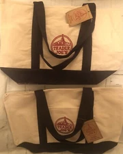 Trader Joes 2 Reusable Fashion Tote Bags Heavy Duty Canvas Bag NWT Rare In Store