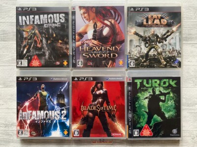 SONY PS3 inFamous 1 2 & Heavenly Sword & Blades of Time & Eat Lead & Turok set