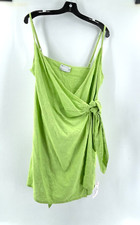 NWT ASOS Linen Blend Lime Green Spaghetti Strap Tie Belt Wrap Dress Size 10