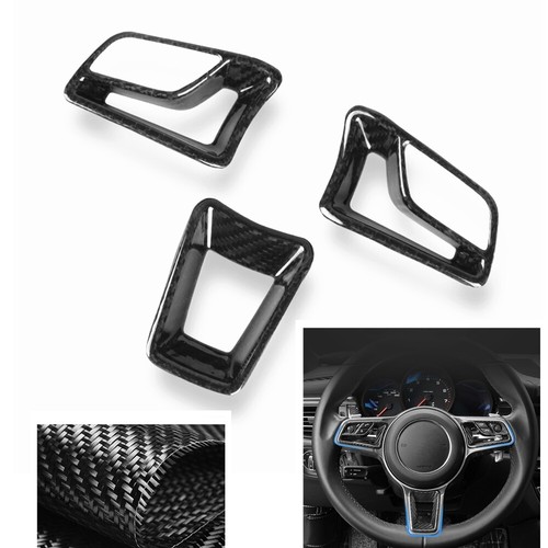 Real Carbon Fiber Steering Wheel Cover Trim For Porsche 718 Boxster Macan 911 - Picture 1 of 8