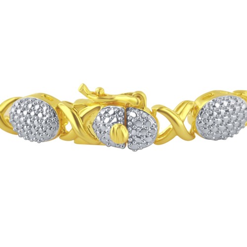 Gold tone White Accent Diamond Fashion Tennis Bracelet for Women 7" Inch - Picture 3 of 5