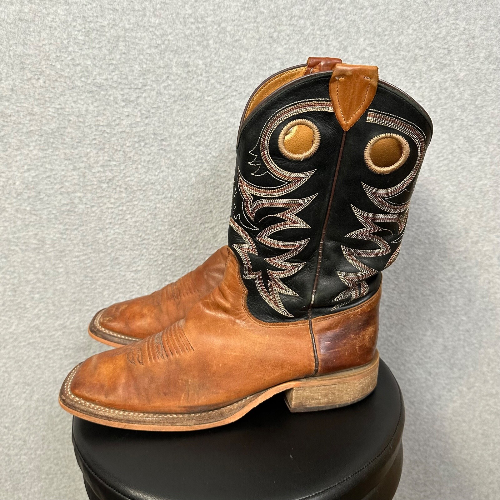 Justin boots mens 9.5 D brown caddo square toe western cowboy BR740