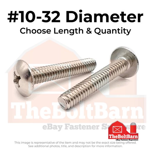 10-32 18-8 Stainless Steel Phillips Truss Head Machine Screws (Pick Length&Qty)
