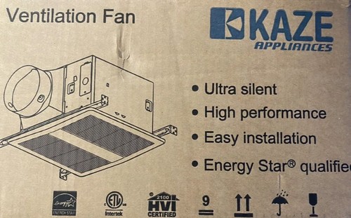 KAZE Bathroom Exhaust Ventilation Fan SEP120 120 CFM 0.3 Sone Ultra ...