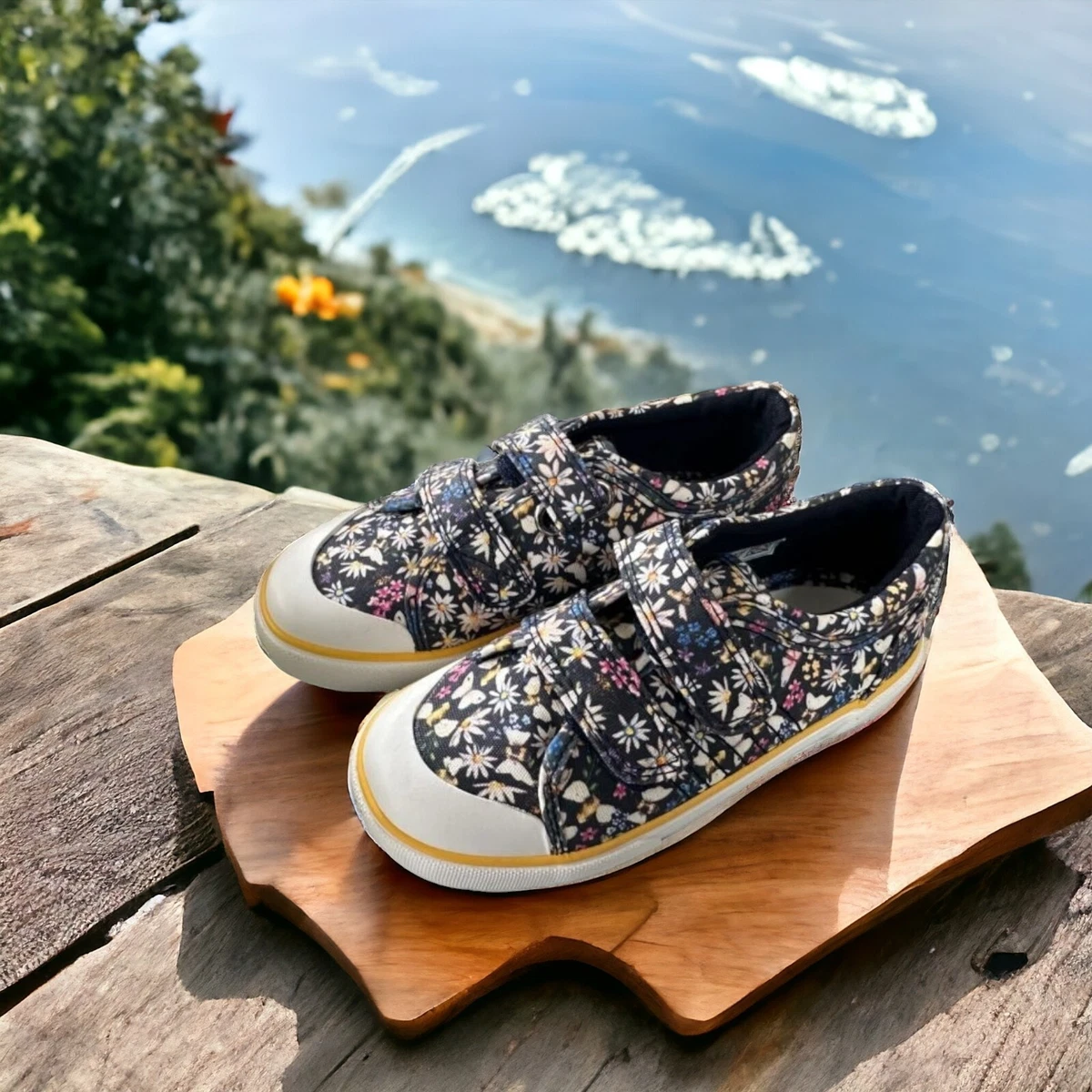 Children s Navy Floral Girls Casual Canvas Shoes Trainers Start Rite