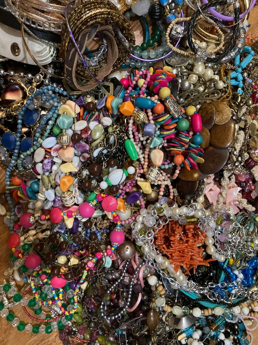 Bulk Fashion Jewelry Vintage to Now Broken Salvage Assorted Non Wearable Lot