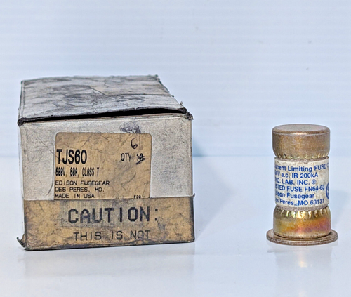 6 Stück: Edison Fusegear TJS60 Sicherungen, 600V, 60A, Klasse T, FN64-63, Made in USA - Bild 1 von 8