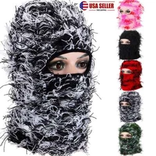 Knitted Balaclava Face Mask for Men Women Distressed Balaclava Ski Mask Headwear