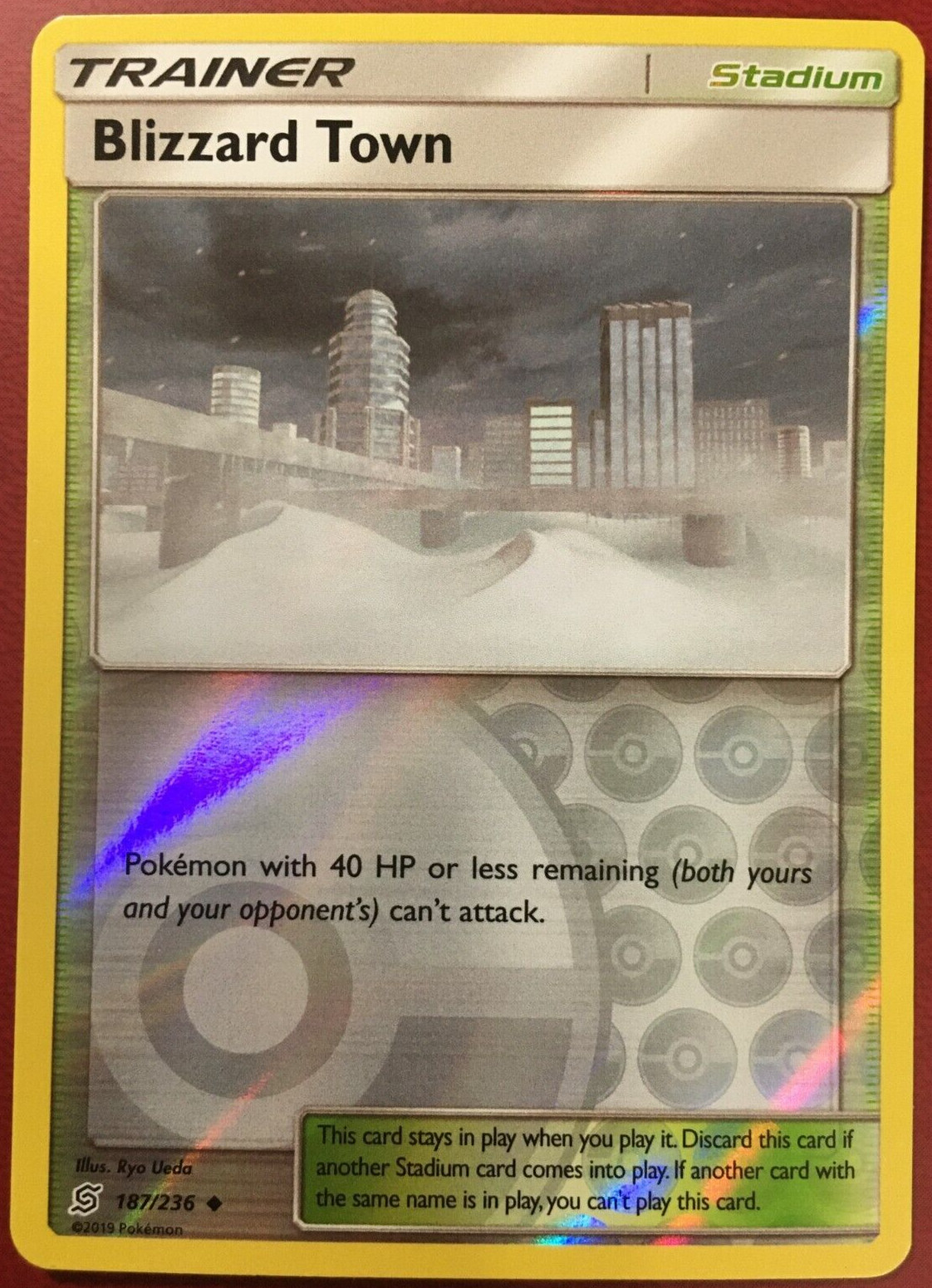POKEMON BLIZZARD TOWN 187/236 UNIFIED MINDS UNCOMMON REVERSE HOLO NEAR MINT