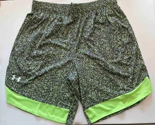 Under Armour Men's Train Stretch Printed Shorts Large Green Black Loose Gym NEW