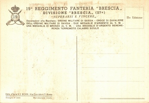 WW2 - COLONIE - COZZI - 19° Reggimento Fanteria "Brescia" - NV - SG206 - Imagen 2 de 2