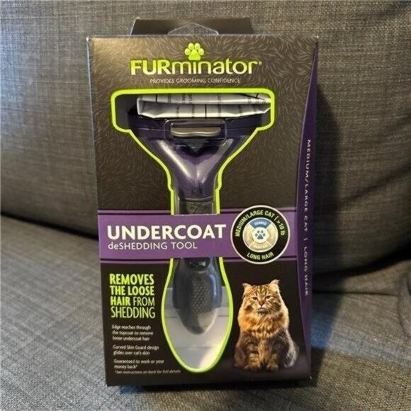 FURminator Undercoat DeShedding Tool- Med/Lg Cat, Long Hair.
